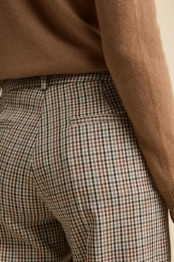 Pantalone Check a Gamba Larga - BEIGE QUADRI
