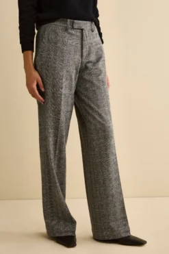 Pantalone Check a Palazzo con Pieghe - GRIGIO QUADRI