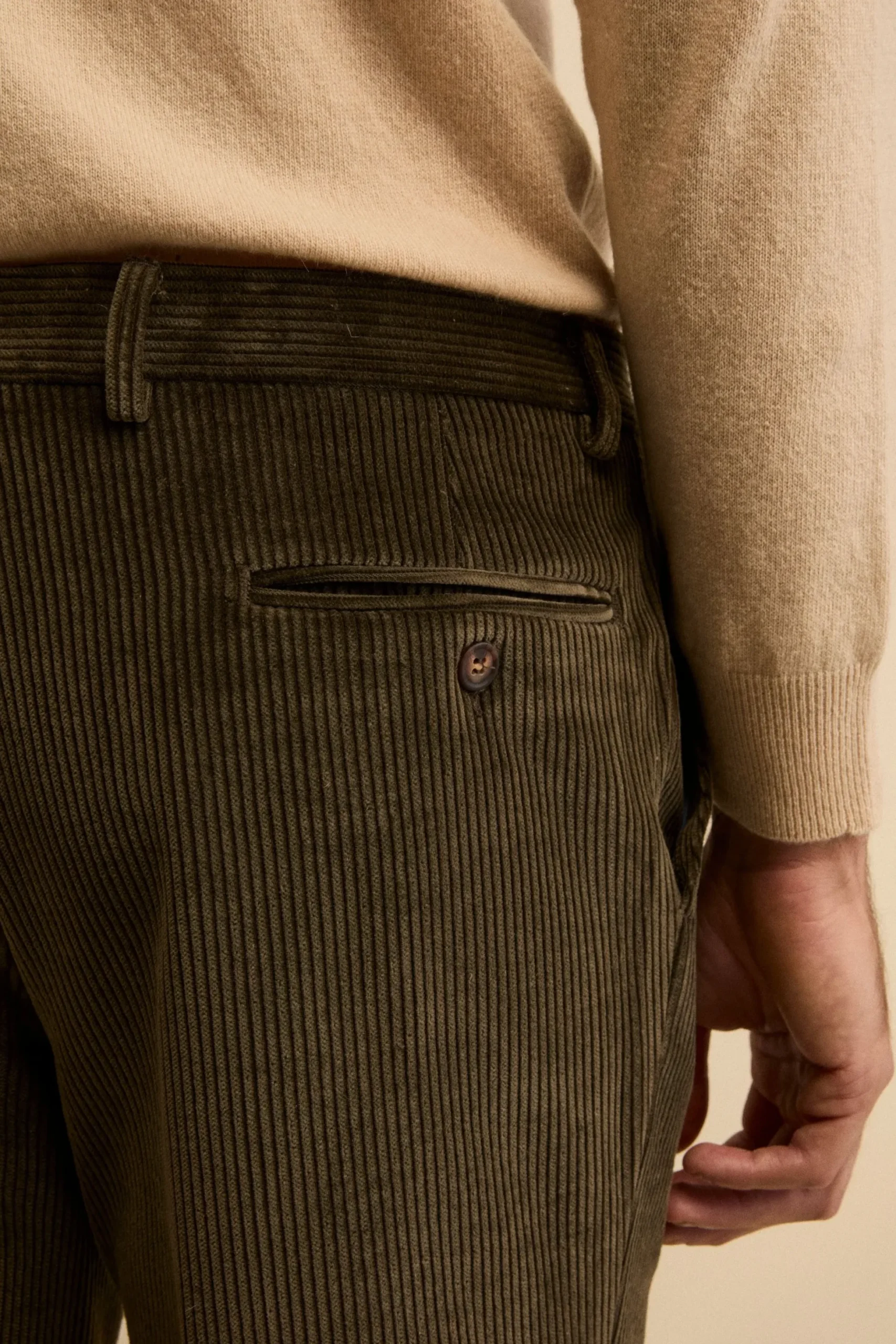 Pantalone Chino in Velluto Comfort Fit - VERDE