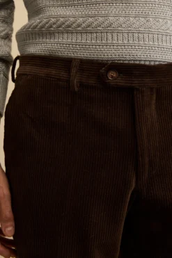 Pantalone Chino in Velluto Comfort Fit - MARRONE