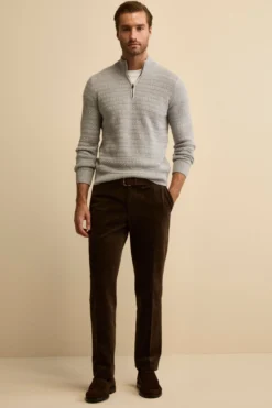 Pantalone Chino in Velluto Comfort Fit - MARRONE