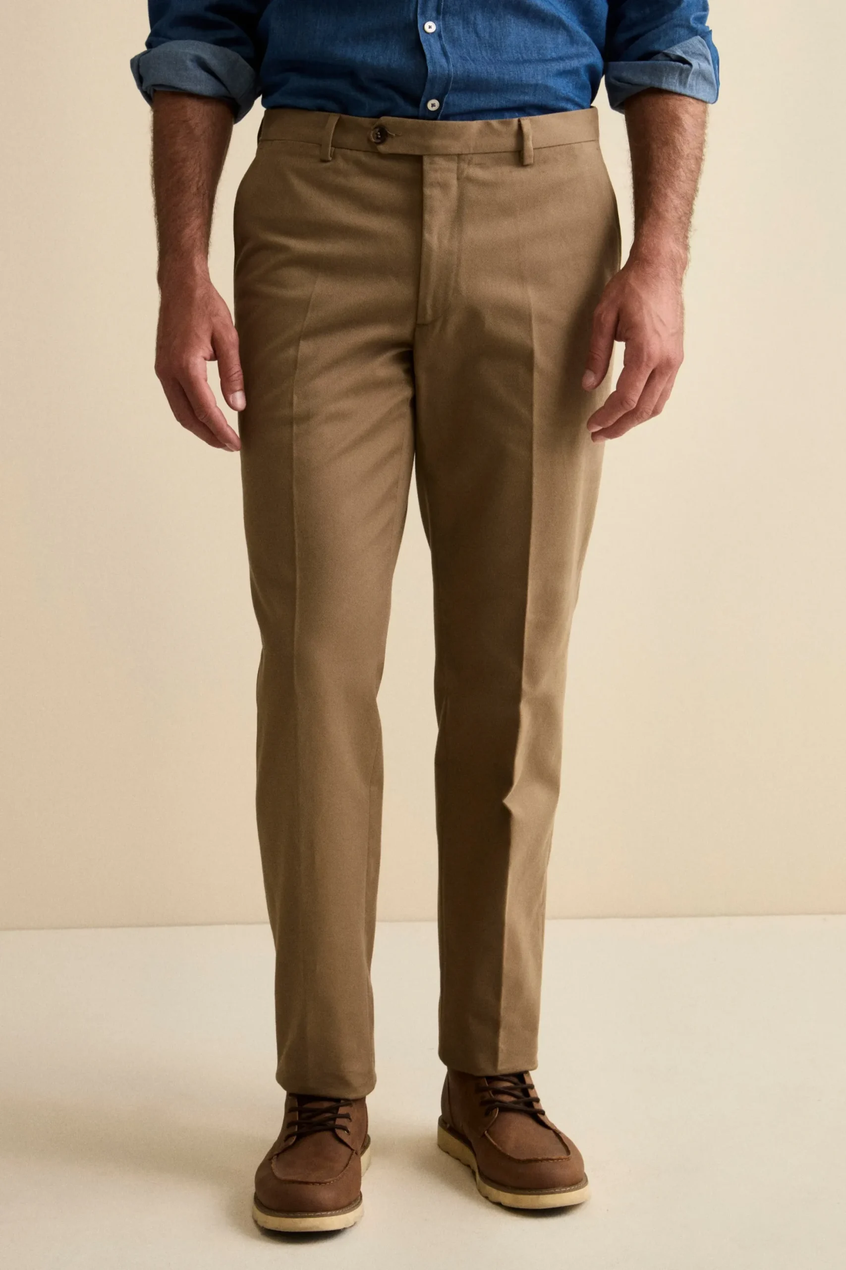 Pantalone Chino Regular Fit in Gabardina - BEIGE