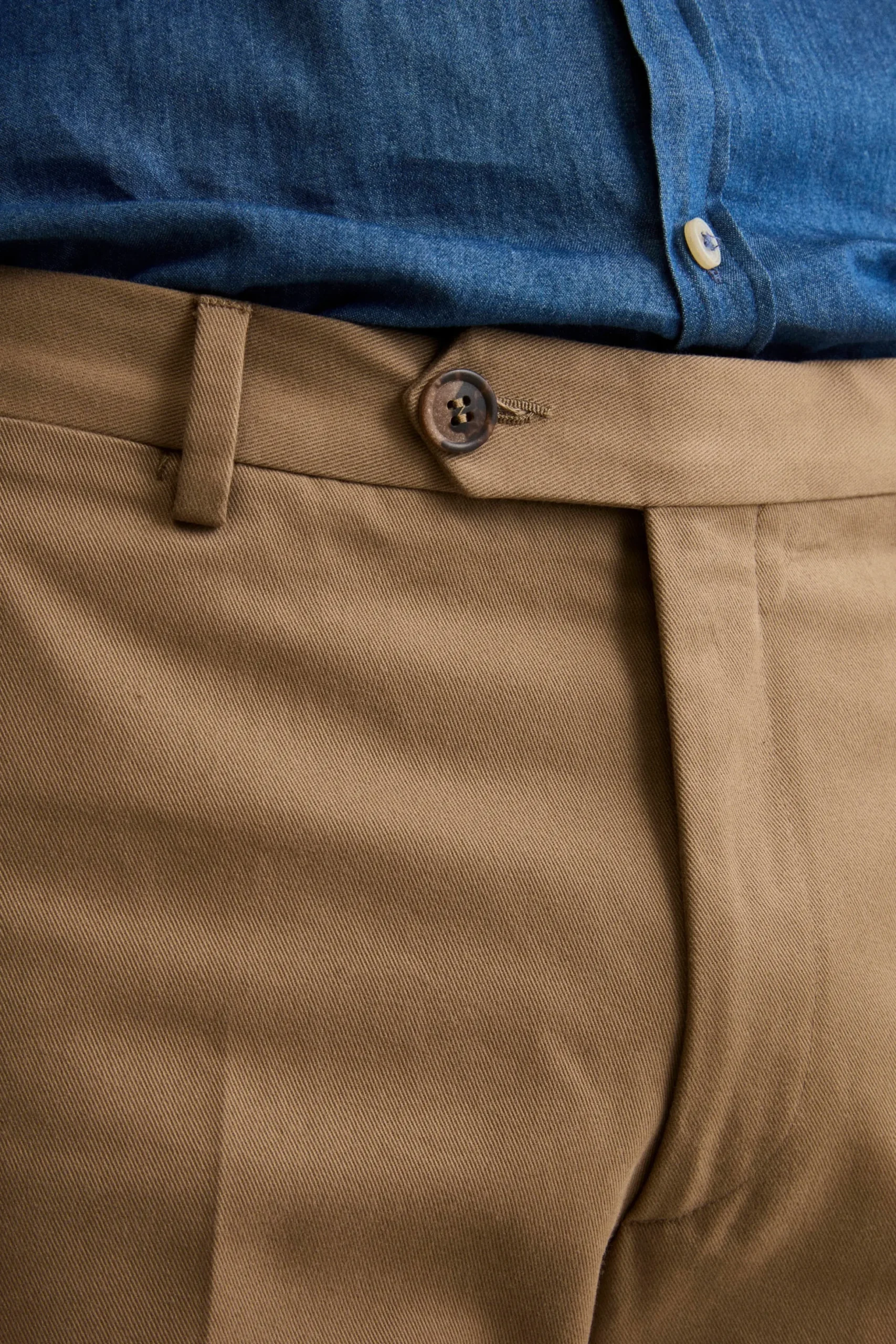 Pantalone Chino Regular Fit in Gabardina - BEIGE