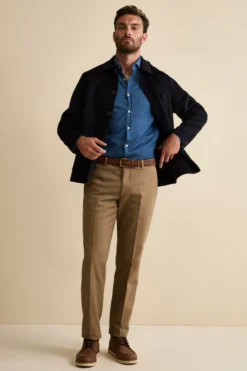 Pantalone Chino Regular Fit in Gabardina - BEIGE