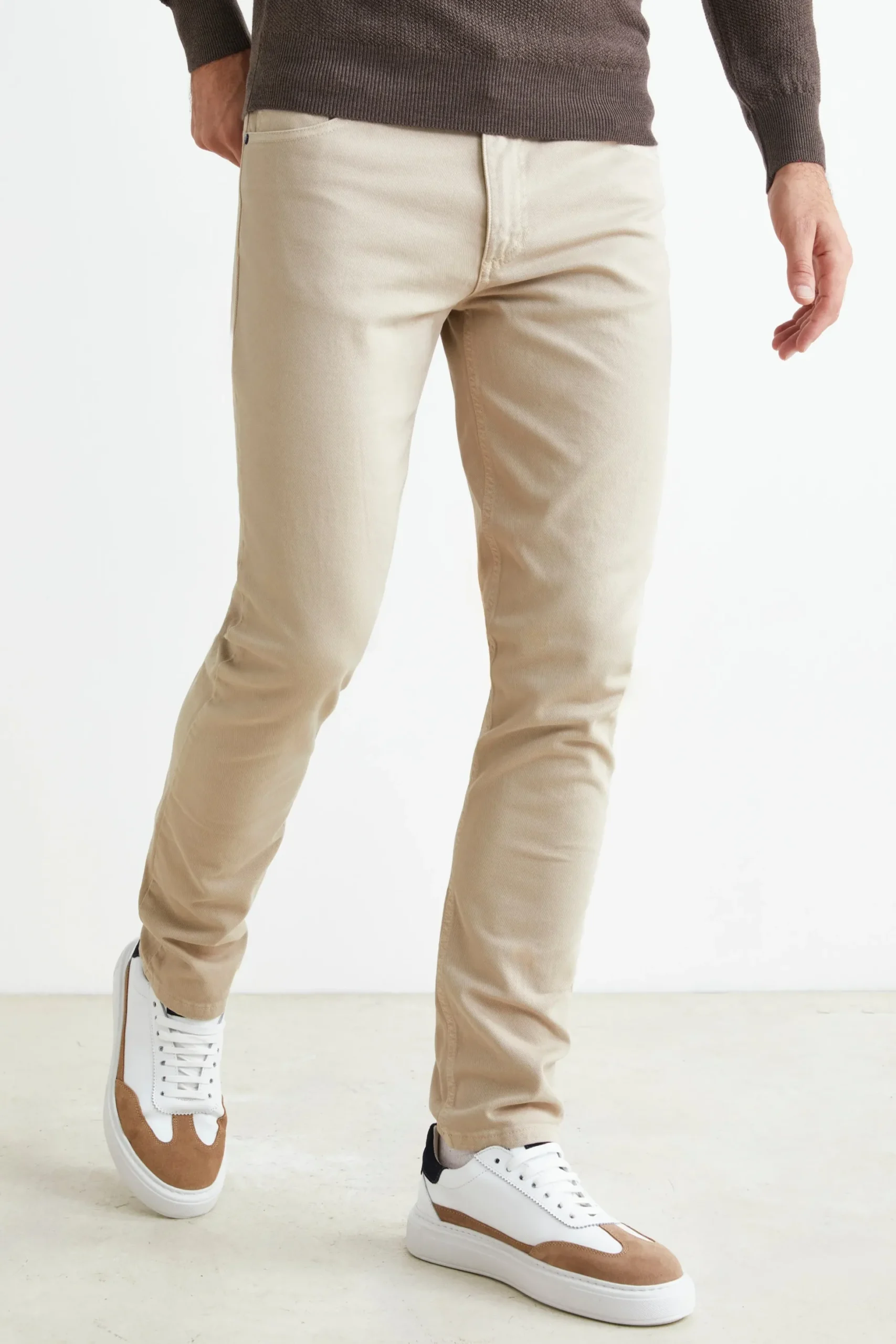 Pantalone Cinque Tasche Slim Fit - LATTE