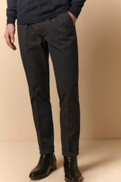 Pantalone Con Pinces in Gabardina Slim Fit - BLU