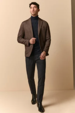 Pantalone Con Pinces in Gabardina Slim Fit - BLU