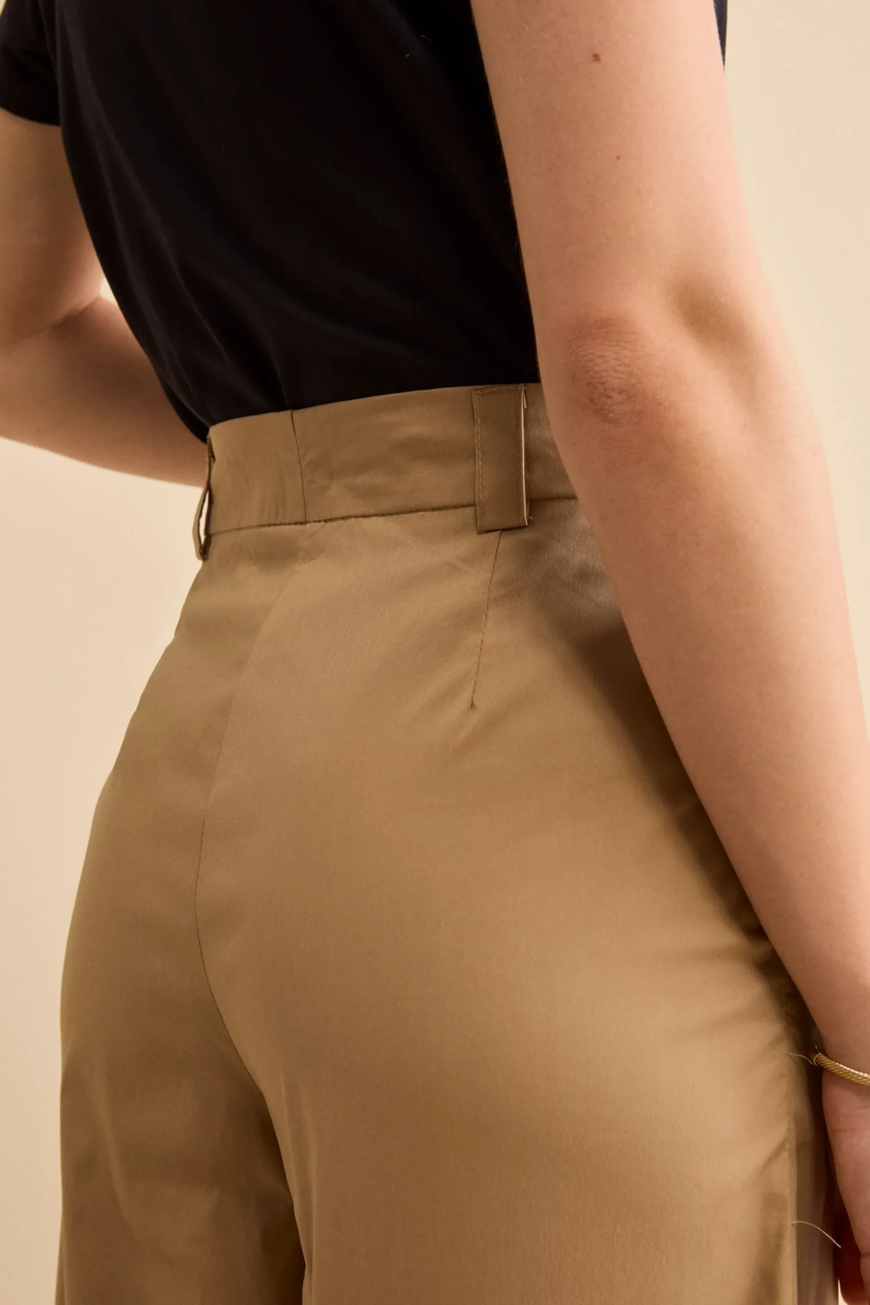 Pantalone Cropped a Palazzo in Tela - CAMMELLO