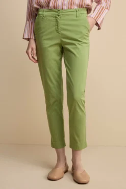 Pantalone Cropped in Cotone - PISTACCHIO