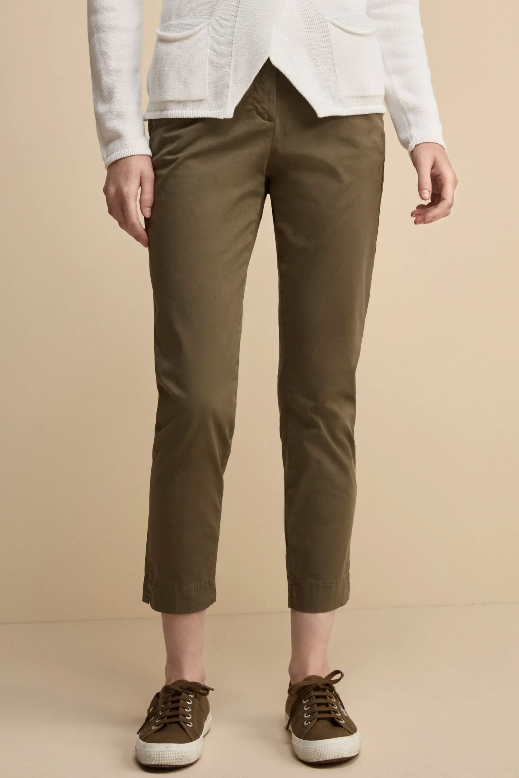 Pantalone Cropped in Cotone - VERDE MILITARE