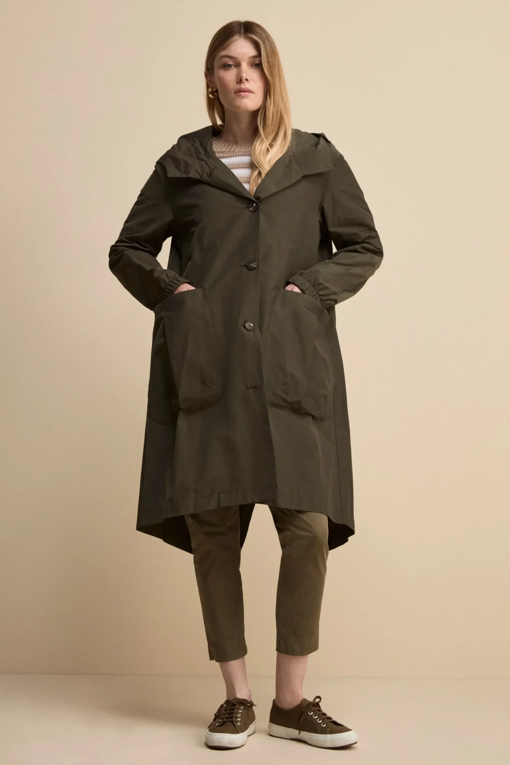 Pantalone Cropped in Cotone - VERDE MILITARE