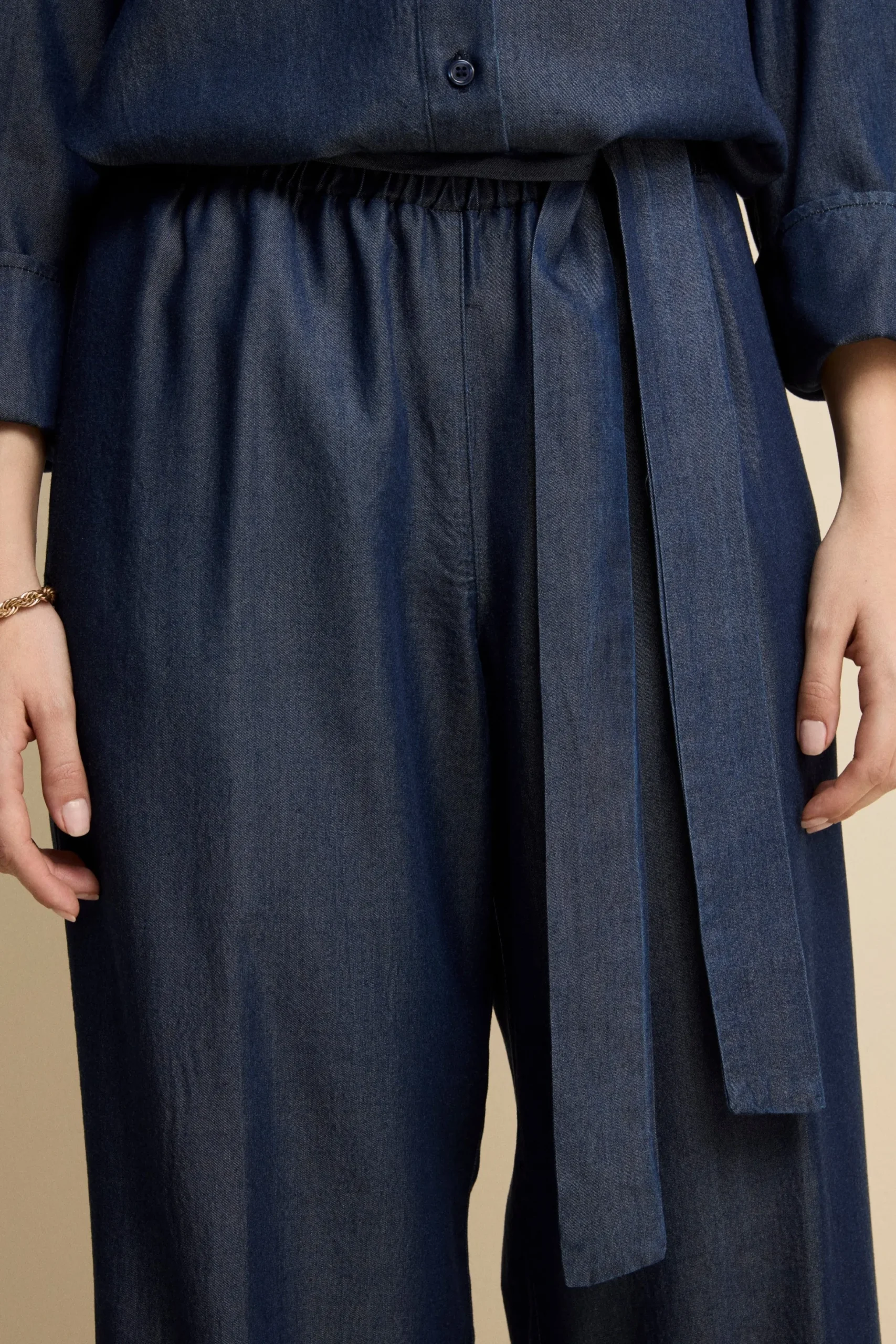 Pantalone Denim Over con Fusciacca - BLU