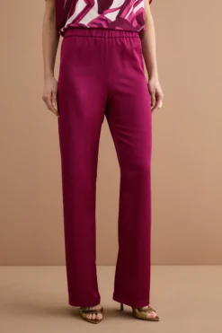 Pantalone Elegante a Palazzo con Elastico in Vita - MAGENTA