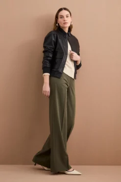 Pantalone Elegante a Palazzo con Piega - VERDONE