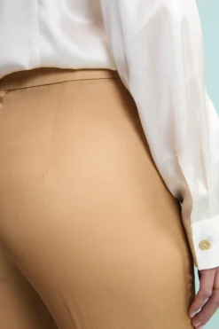 Pantalone Elegante a Sigaretta in Misto Lino - ORO