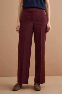 Pantalone Elegante con Gamba Larga in Lana Vergine - BORDEAUX