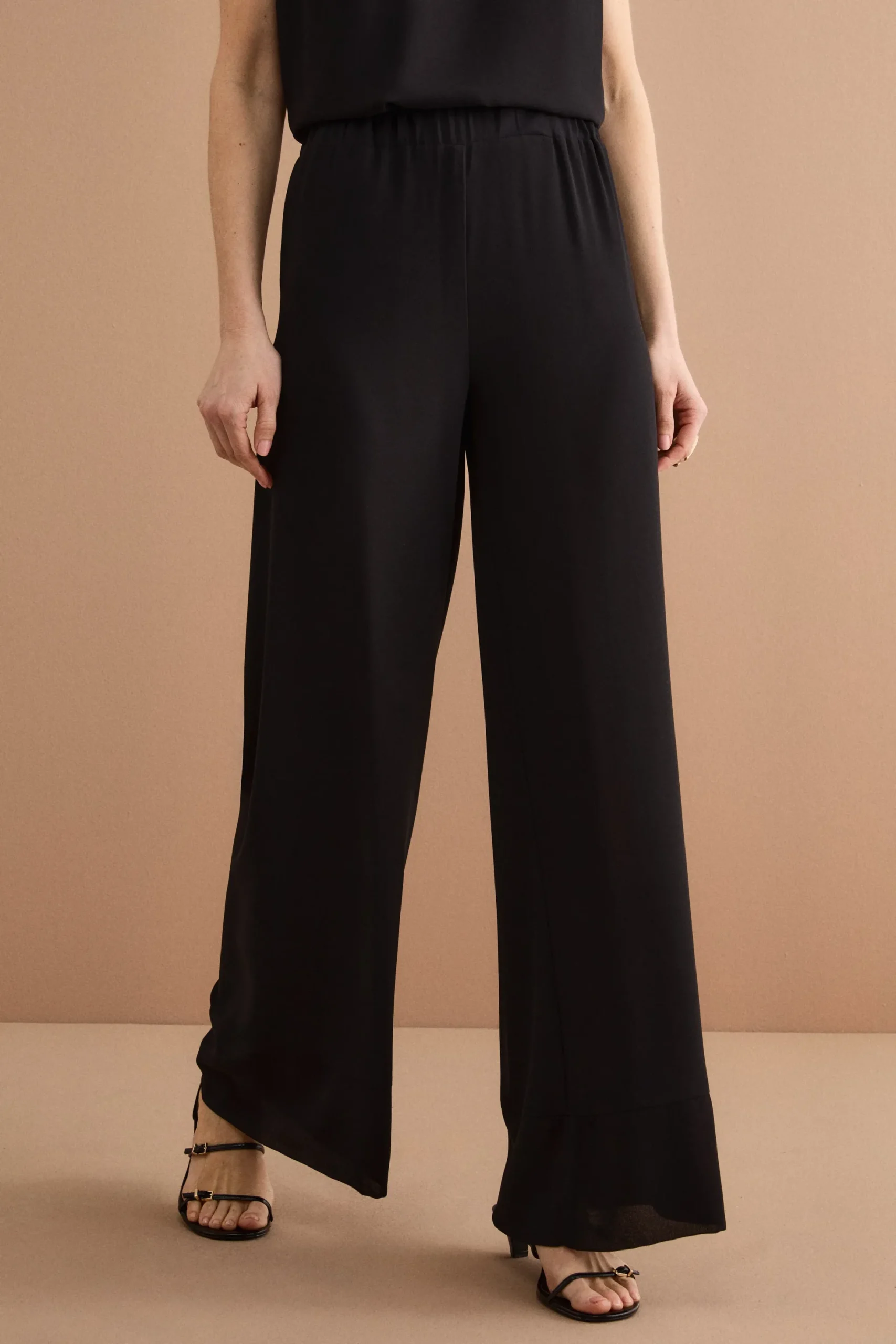 Pantalone Elegante da Cerimonia in Doppia Georgette - NERO