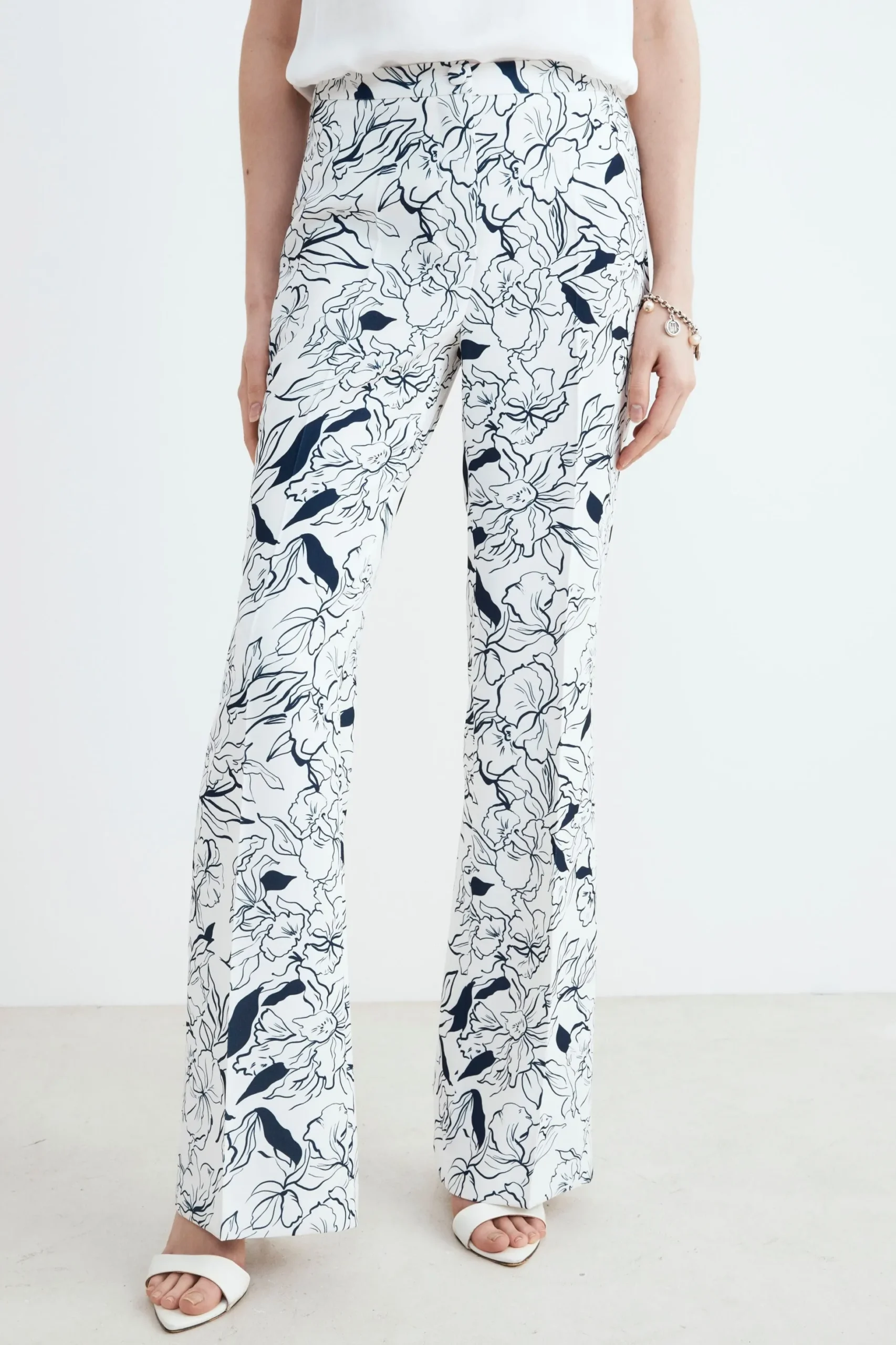 Pantalone floreale da cerimonia - FANT. BIANCO/BLU