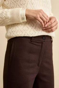 Pantalone Gamba Larga con Pieghe e Risvolto - T.MORO