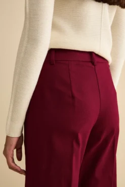 Pantalone Gamba Larga con Pieghe e Risvolto - MAGENTA