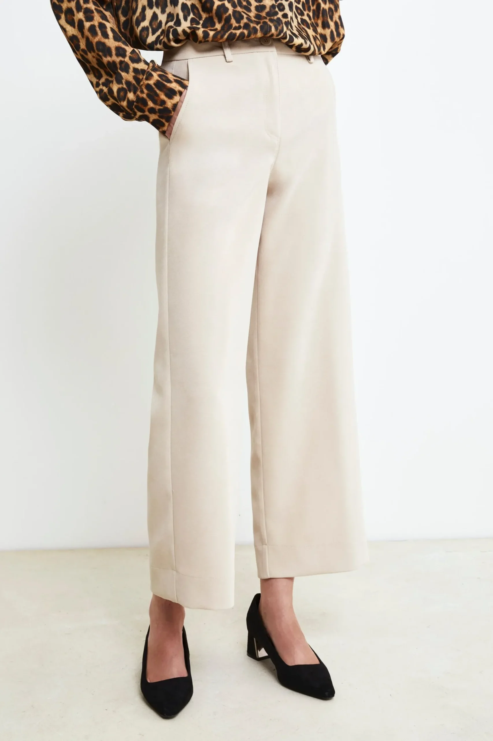 Pantalone Gamba Larga Donna - AVORIO