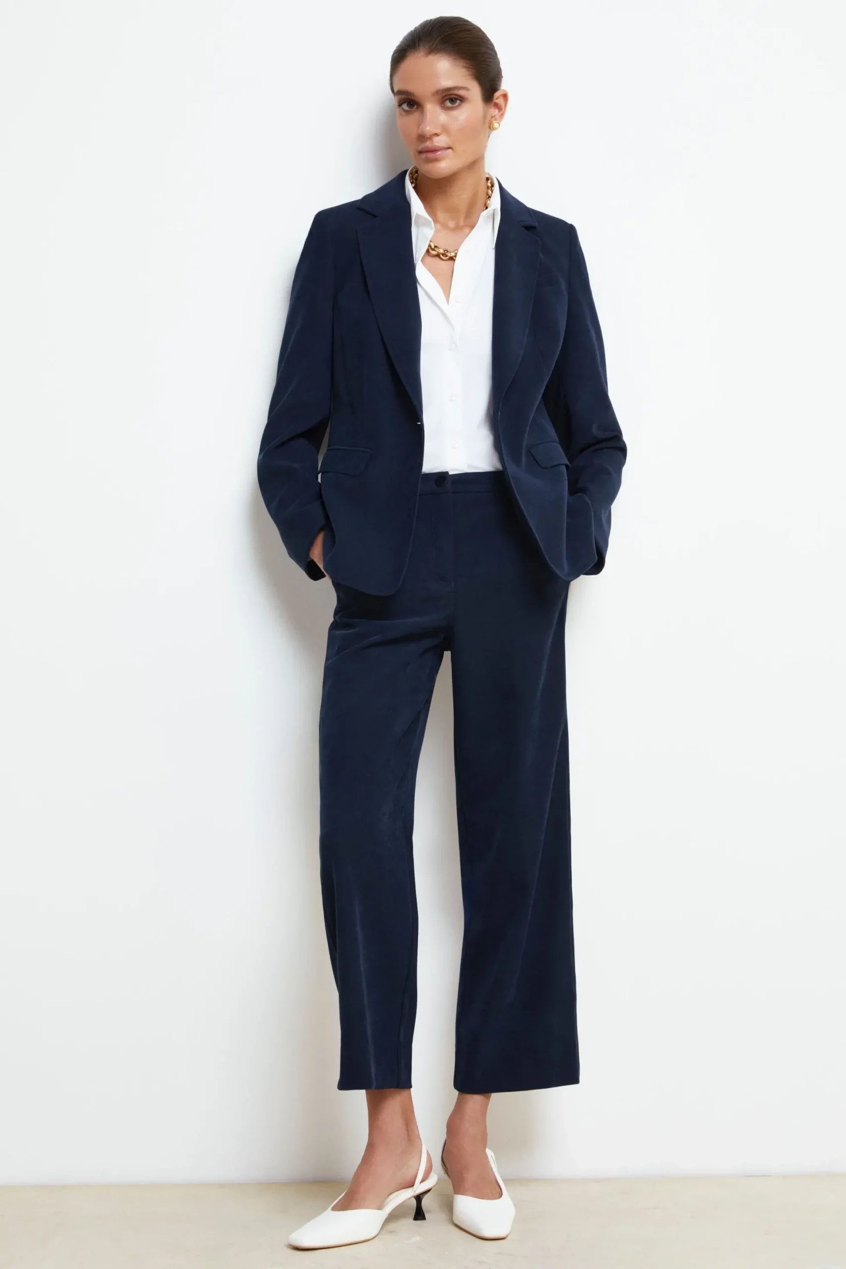 Pantalone Gamba Larga Donna - BLU