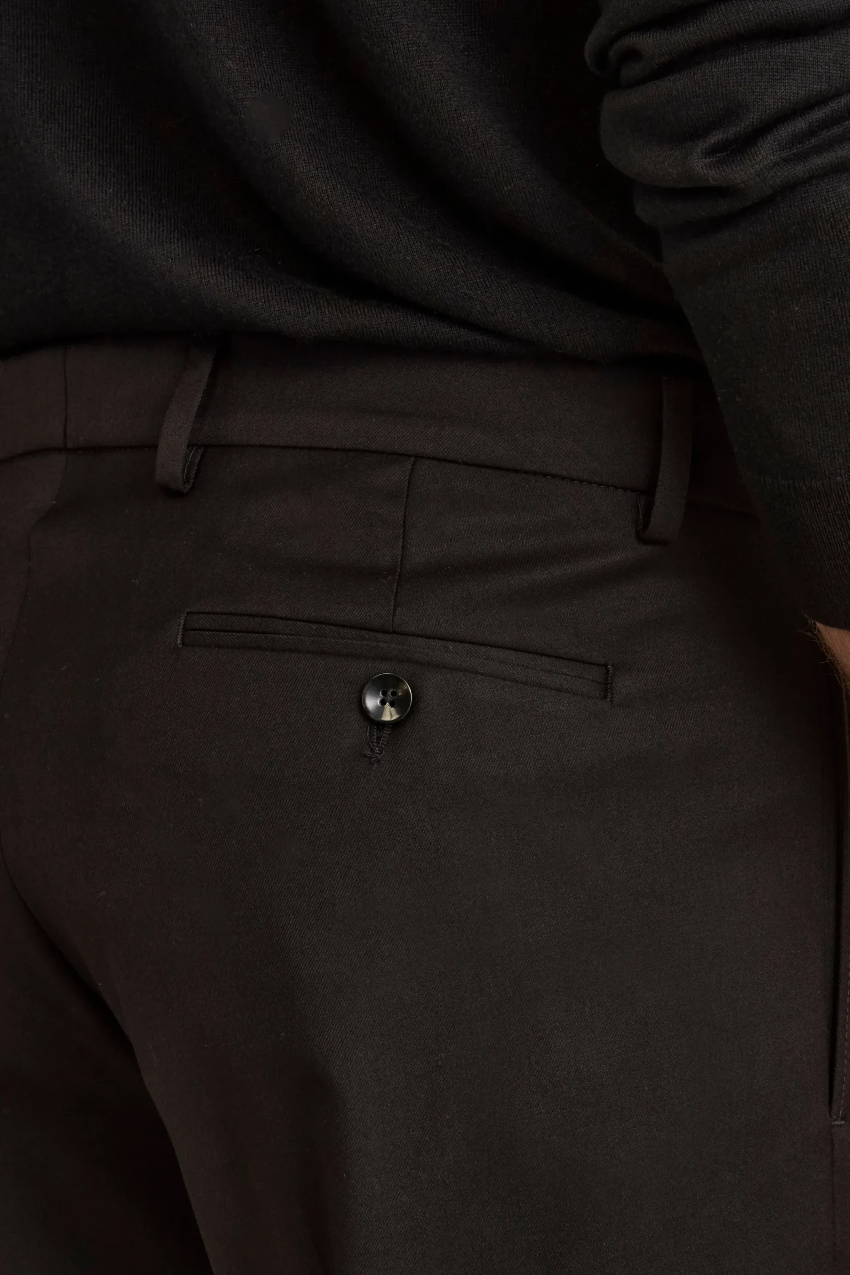 Pantalone Gamba Larga in Misto Lana con Pinces - NERO