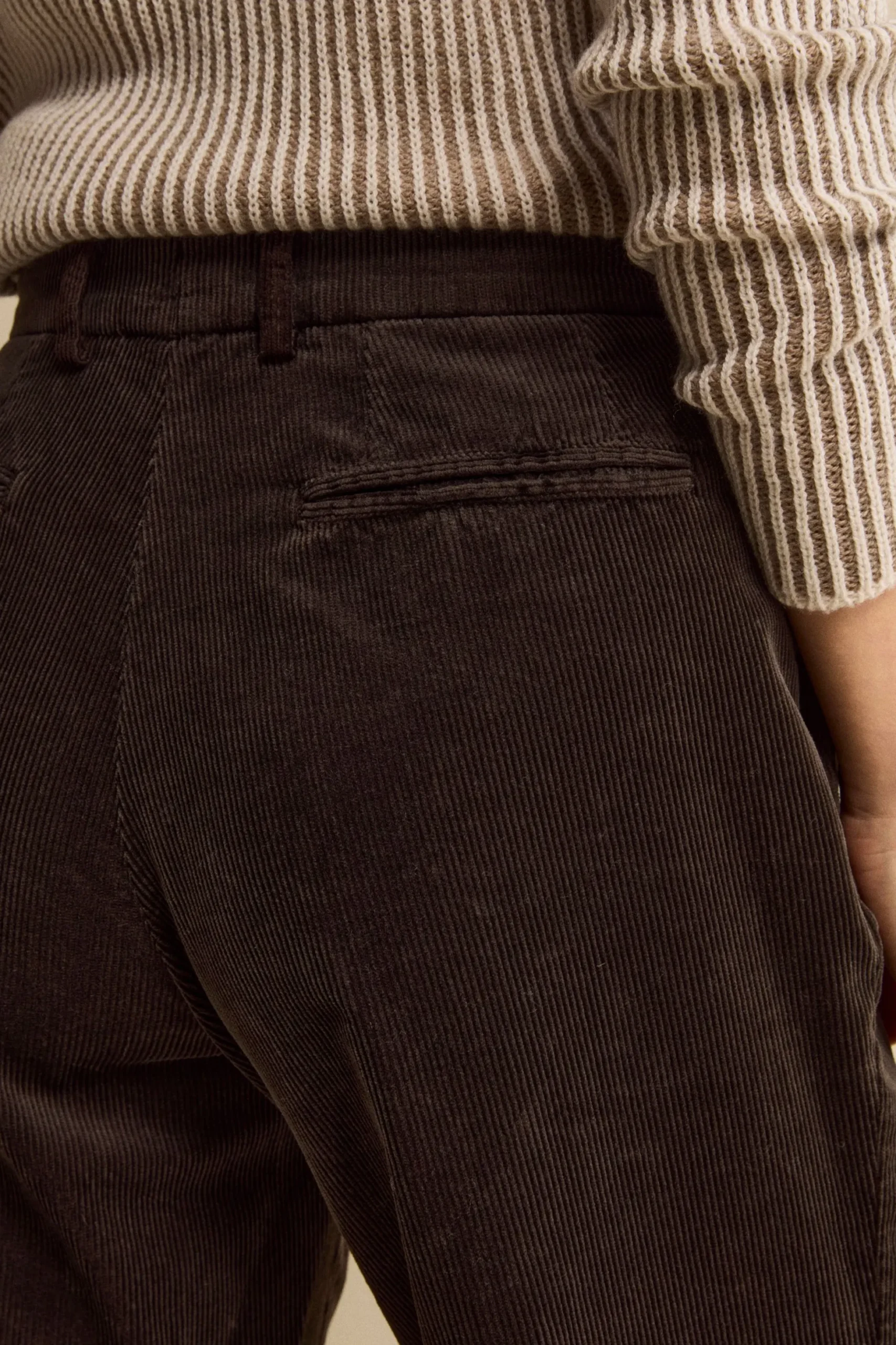 Pantalone Gamba Larga in Velluto a Coste - MARRONE