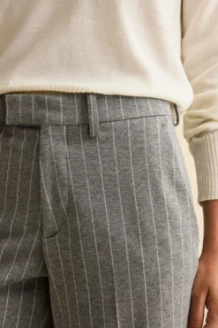 Pantalone Gessato a Gamba Larga - GRIGIO GESSATO
