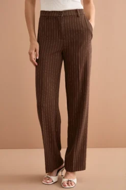 Pantalone Gessato a Palazzo in Cady - MARRONE GESSATO