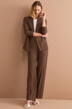 Pantalone Gessato a Palazzo in Cady - MARRONE GESSATO