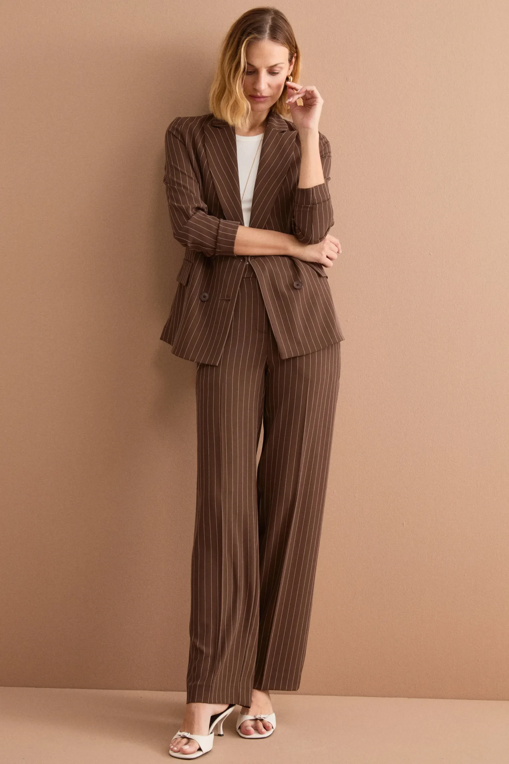 Pantalone Gessato a Palazzo in Cady - MARRONE GESSATO