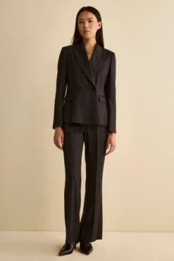 Pantalone Gessato a Zampa - GRIGIO GESSATO