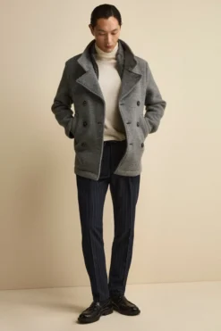 Pantalone Gessato con Coulisse in Misto Lana - BLU
