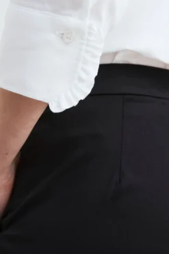 Pantalone in cotone mid-flare - NERO