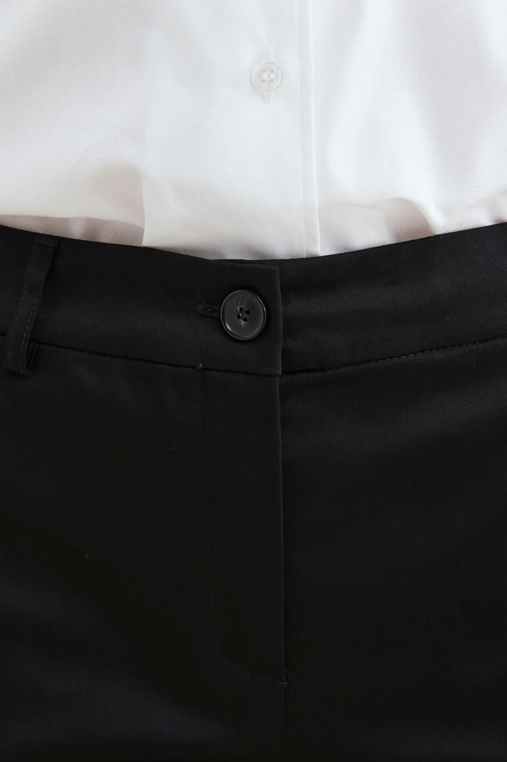 Pantalone in cotone mid-flare - NERO