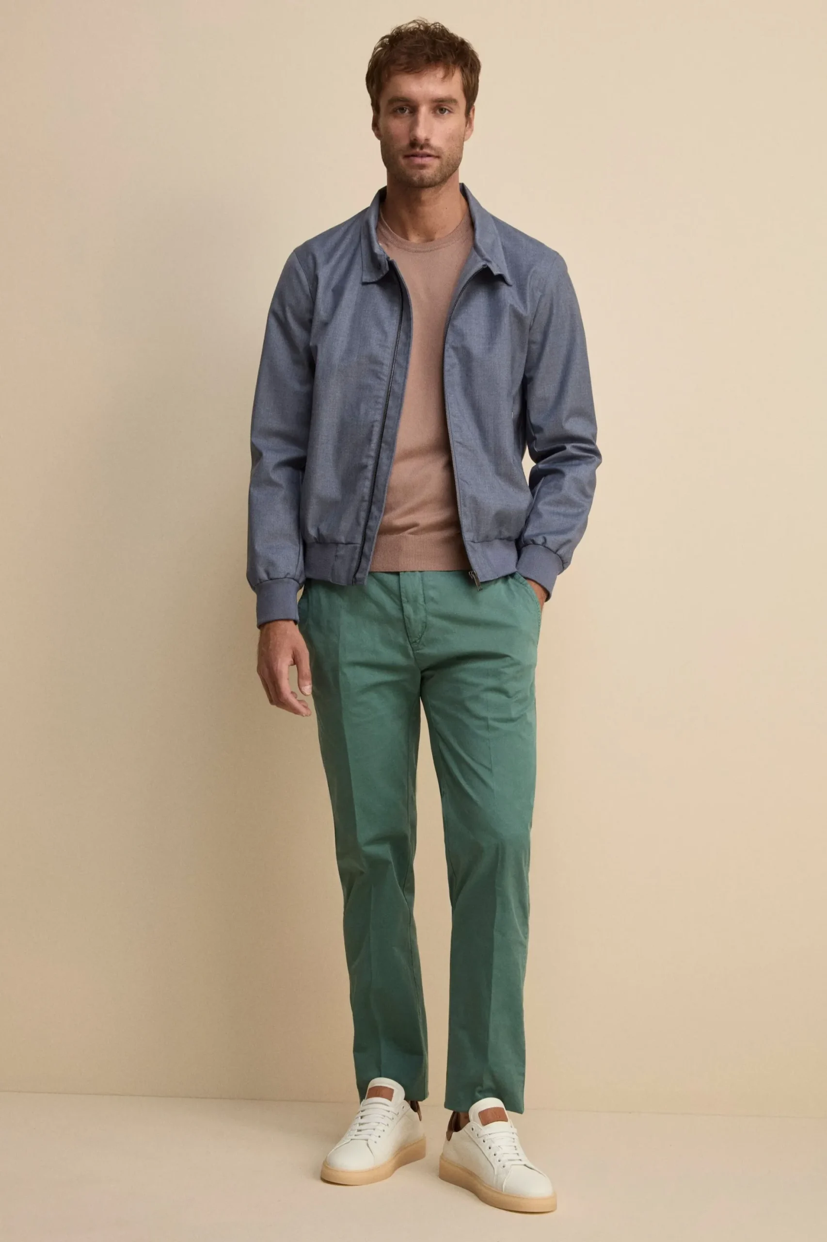 Pantalone in gabardina slim fit - VERDE
