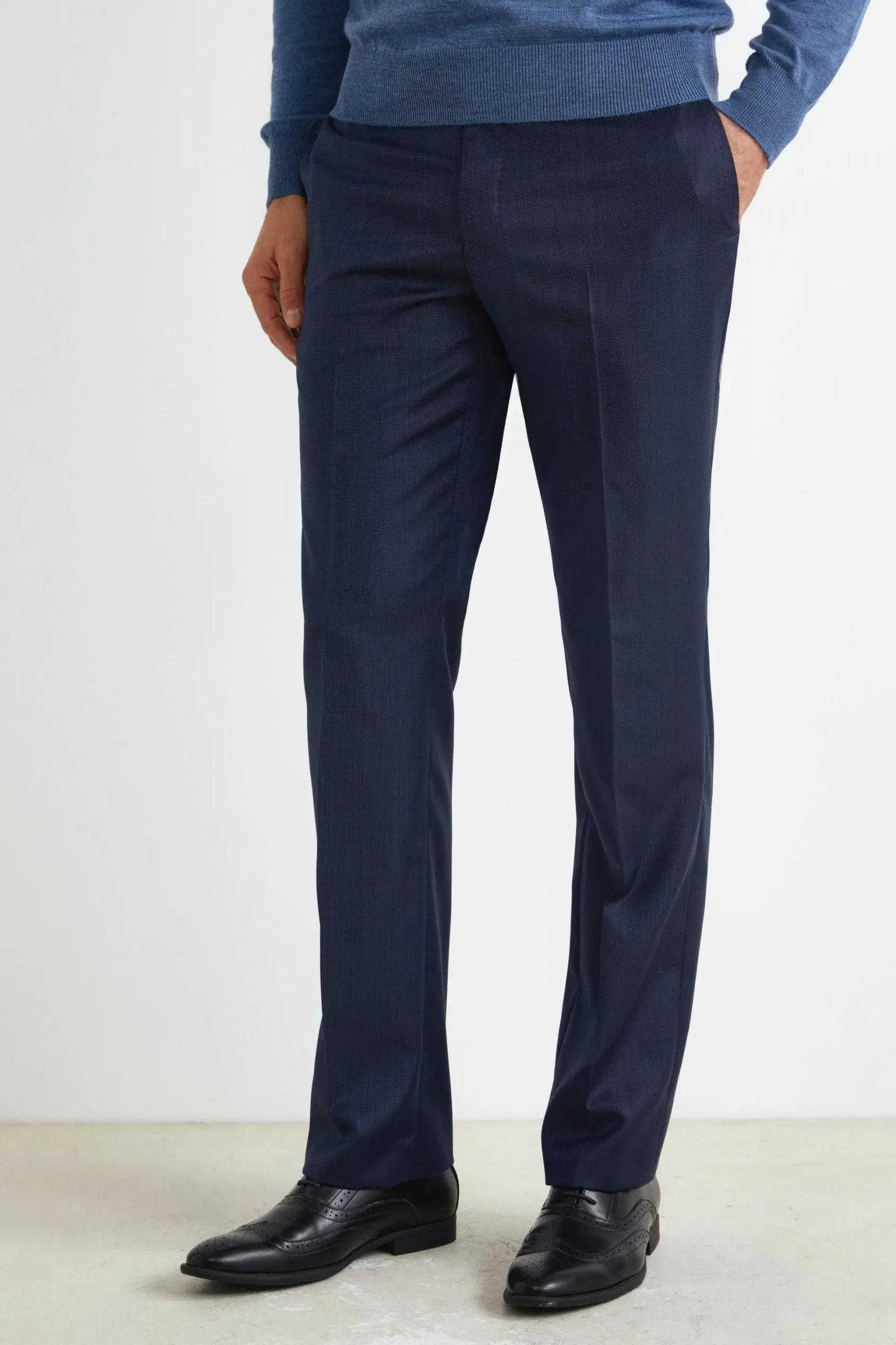 Pantalone in Lana Comfort Fit - BLU