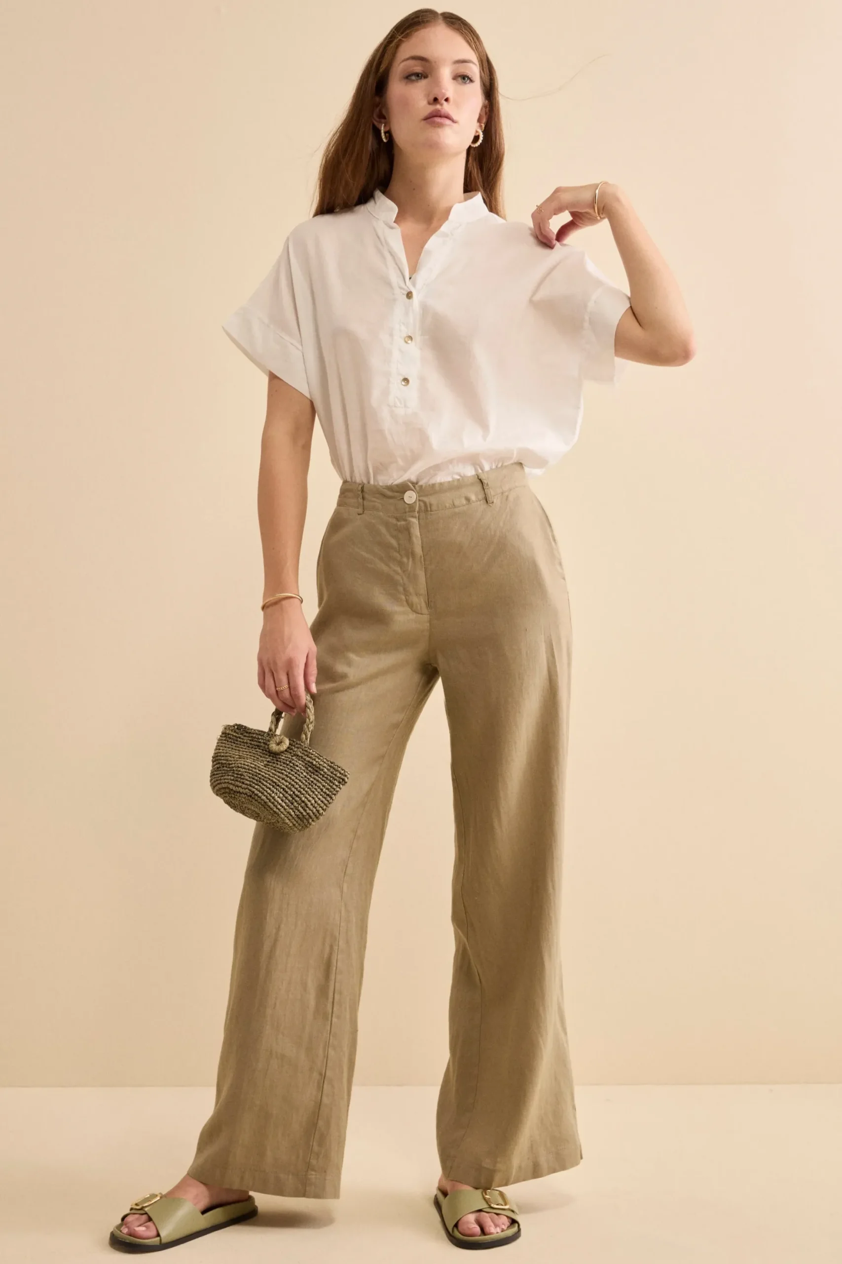 Pantalone in Lino a Gamba Larga - TORTORA