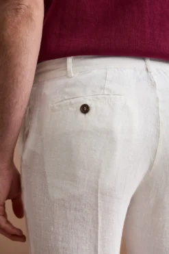 Pantalone in Lino a Sigaretta Regular Fit - PANNA