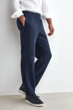 Pantalone in Lino con Coulisse - BLU NOTTE