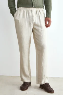 Pantalone in Lino con Coulisse - BEIGE