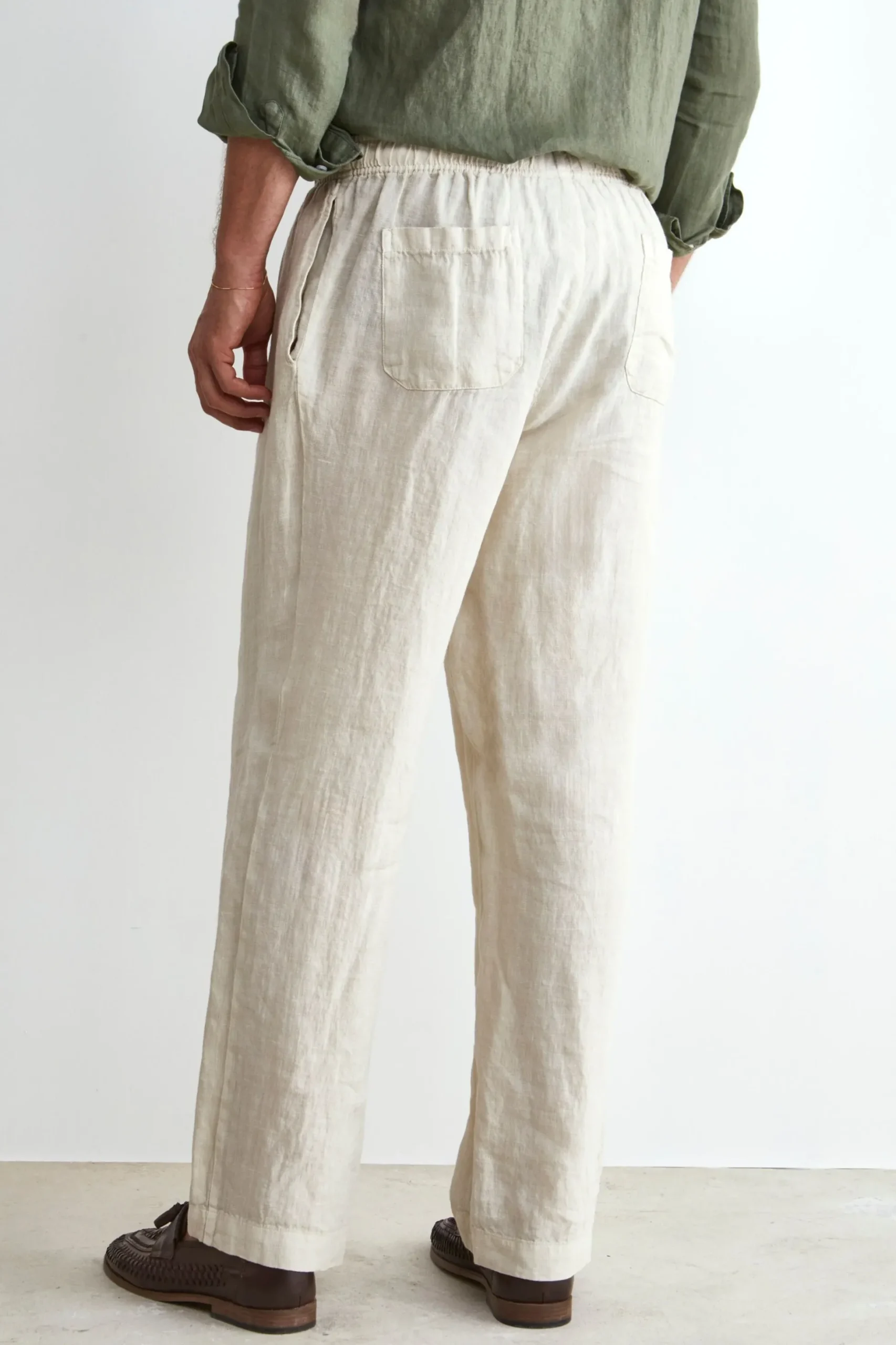 Pantalone in Lino con Coulisse - BEIGE