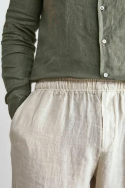 Pantalone in Lino con Coulisse - BEIGE
