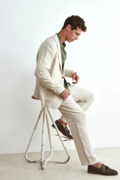 Pantalone in Lino con Coulisse - BEIGE