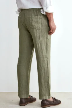 Pantalone in Lino con Coulisse - VERDE MILITARE