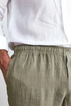 Pantalone in Lino con Coulisse - VERDE MILITARE