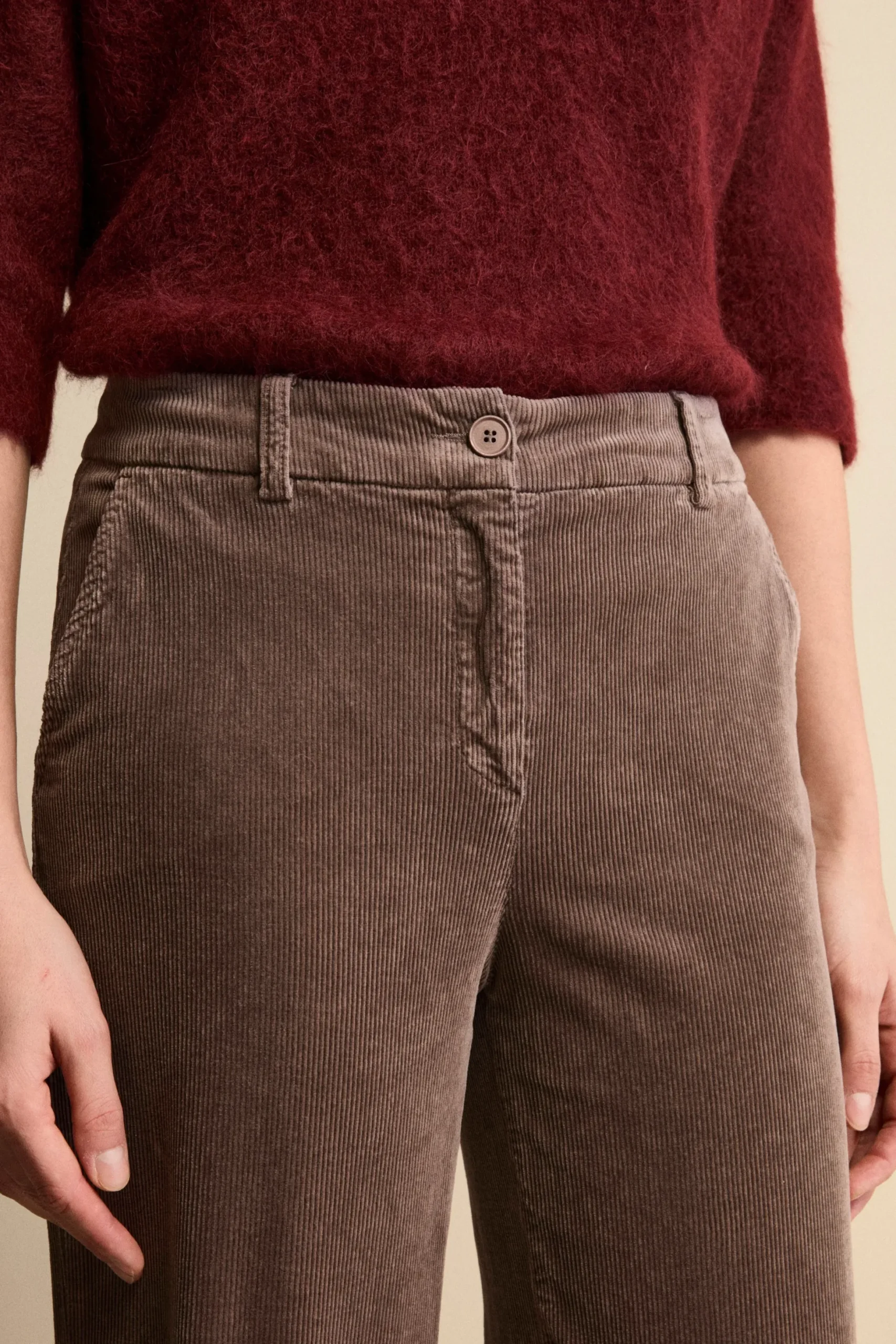 Pantalone in Velluto a Gamba Larga - MARRONE