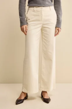 Pantalone in Velluto a Gamba Larga - PANNA