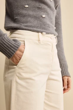 Pantalone in Velluto a Gamba Larga - PANNA